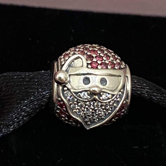 Authentic Pandora Sparkling Jolly Santa Red/Clear CZ Christmas Holiday Charm - Picture 2 of 9